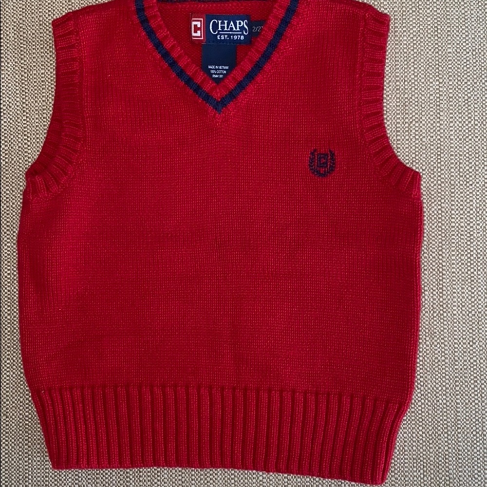 Chaps red vest.  100% cotton.  Size 2/2T.